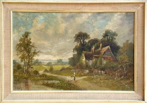 Walter Waller Cuffyn (1845-1898) - Rural Landscape With, Antiek en Kunst, Kunst | Schilderijen | Klassiek