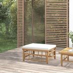 vidaXL Tuinvoetenbank met kussen bamboe crèmewit, Tuin en Terras, Verzenden, Nieuw