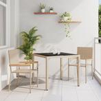 vidaXL 3-delige Tuin Eetset Beige Poly Rattan, Tuin en Terras, Tuinstoelen, Verzenden, Nieuw