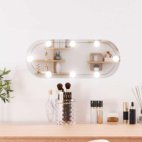 vidaXL Wandspiegel met LEDs ovaal 20x50 cm glas, Huis en Inrichting, Woonaccessoires | Spiegels, Nieuw, Verzenden