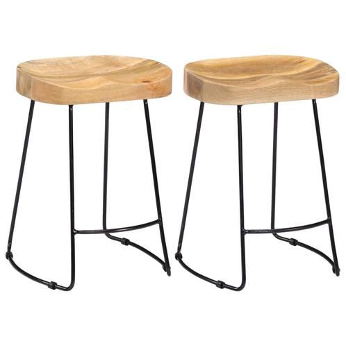 vidaXL Tabourets de bar Gavin lot de 2 bois de manguier, Maison & Meubles, Tabourets de bar, Neuf, Envoi