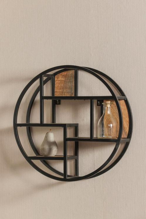 Wandrek Mangohout Bowi Rond 60 cm, Huis en Inrichting, Woonaccessoires | Wandplanken en Boekenplanken, Nieuw, Verzenden