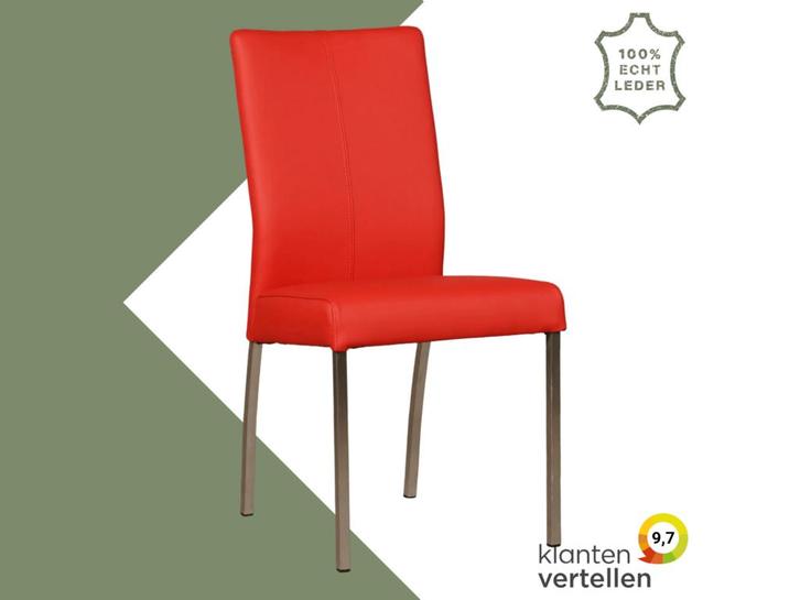 Leren eetkamerstoel Comfort - Toledo Ferrari (felrood) -, Huis en Inrichting, Stoelen, Nieuw, Eén, Leer, Ophalen of Verzenden