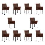 Set van 10 Leren eetkamerstoelen Comfort met wieltjes en, Huis en Inrichting, Ophalen of Verzenden, Nieuw, Leer, Eén
