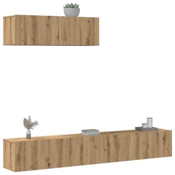 vidaXL 3-delig Tv-meubelset wandmontage bewerkt hout, Verzenden