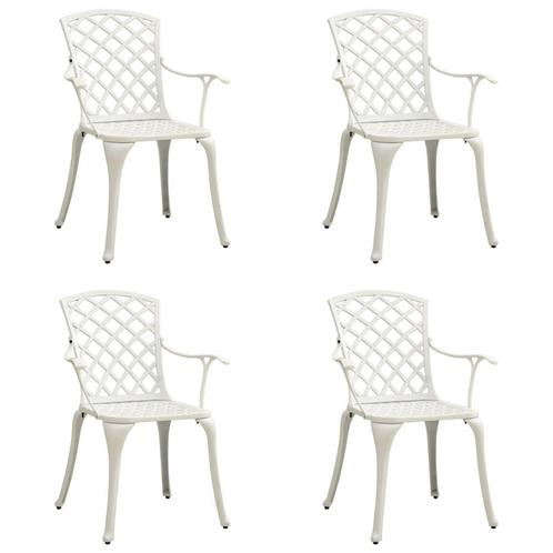 vidaXL Tuinstoelen 4 st gietaluminium wit, Tuin en Terras, Tuinstoelen, Nieuw, Verzenden