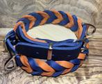 Hondenhalsband leer Orange/navy blue, Ophalen of Verzenden, Nieuw