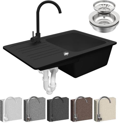 Aquamarin® Spoelbak - graniet, set, 76x46 cm/57x45cm, afvoer, Huis en Inrichting, Woonaccessoires | Overige, Verzenden