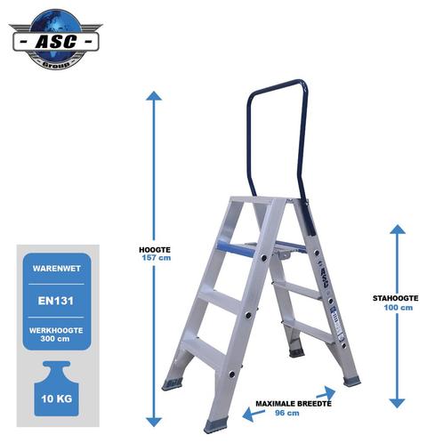 ASC Dubbele trap, Doe-het-zelf en Bouw, Ladders en Trappen, Trap, Nieuw, Verzenden