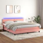 vidaXL Boxspring met matras en LED fluweel roze 160x200 cm, Verzenden, Nieuw