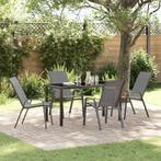vidaXL 5-delige tuinset met grijze Textilene en staal, Verzenden, Nieuw, Tuinset