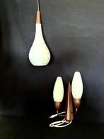 Lampe (2) - verre et bois de teck - Design rétro de twee