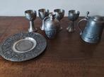 Wijnglas (7) - Metaal, Tin - Bierpul, Karaf, Bord, Antiek en Kunst