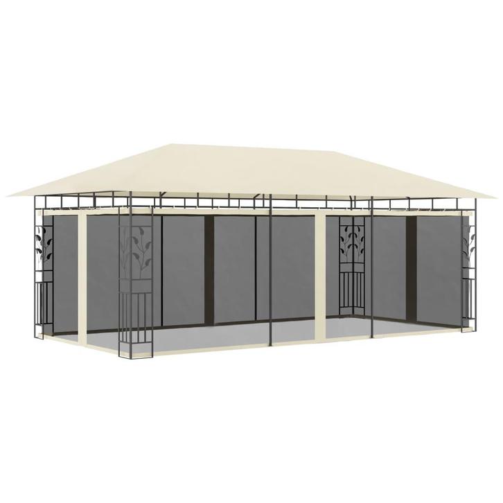 vidaXL Prieel met klamboe 6x3x2,73 m crème, Tuin en Terras, Partytenten, Nieuw, Verzenden