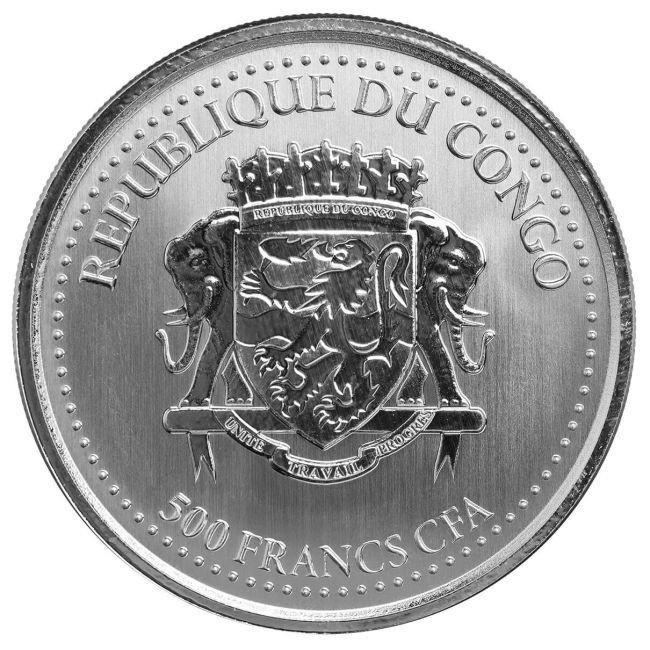 Congo. 500 Francs 2023 1 oz Congo Silverback Gorilla .999, Postzegels en Munten, Edelmetalen en Baren