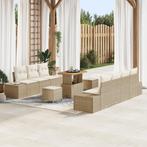 vidaXL 10-delige ligbedden set met kussens Beige Poly Rattan, Verzenden, Nieuw