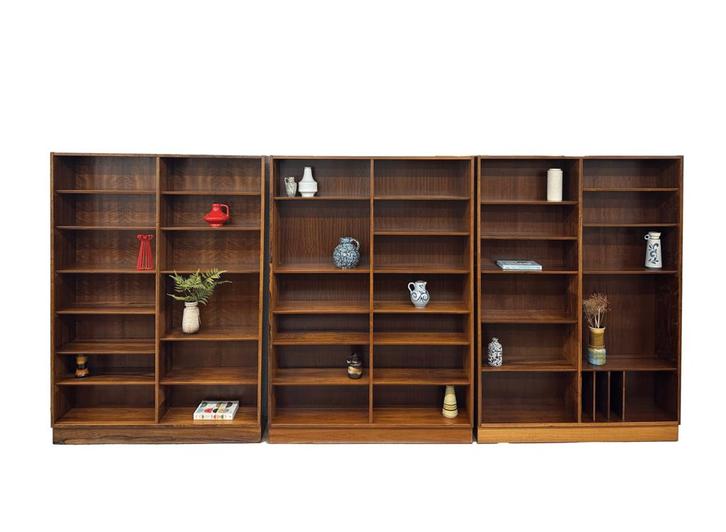 Vintage boekenkast | 3-delig | Palissander | Hundevad and Co, Huis en Inrichting, Kasten | Wandmeubels, Ophalen of Verzenden