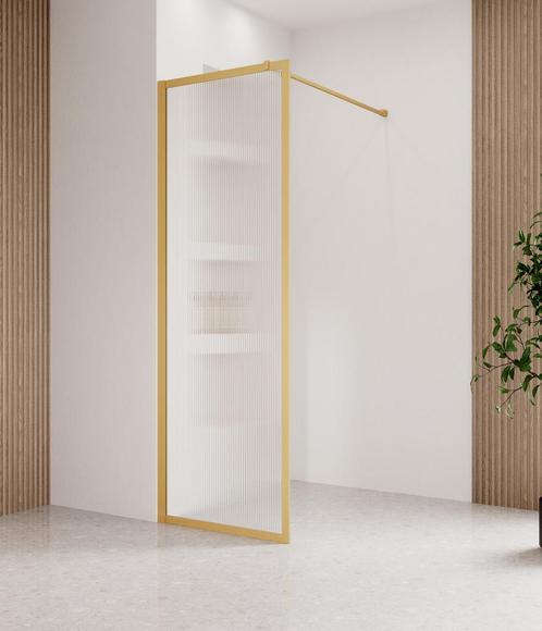 Douchewand Georgia 60 x 200 cm Goud – Geribbeld Glas 8 mm, Doe-het-zelf en Bouw, Sanitair, Nieuw, Verzenden