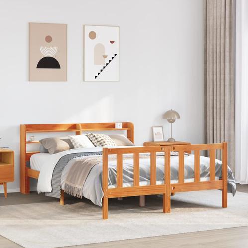 vidaXL Bedframe met hoofdbord massief grenenhout wasbruin, Huis en Inrichting, Slaapkamer | Bedden, Nieuw, Verzenden