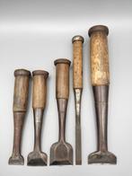 5x Vintage Japanese Chisel  NOMI Carpentry Tool -