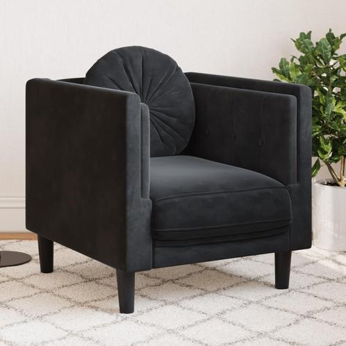 vidaXL Fauteuil met kussen fluweel zwart, Huis en Inrichting, Zetels | Zetels, Nieuw, Verzenden