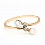 Zonder Minimumprijs - Ring - 14 karaat Geel goud -  0.18ct., Handtassen en Accessoires, Ringen, Nieuw