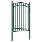 vidaXL Poort met gebogen bovenkant 100x150 cm staal groen, Tuin en Terras, Tuinpoorten, Verzenden, Nieuw