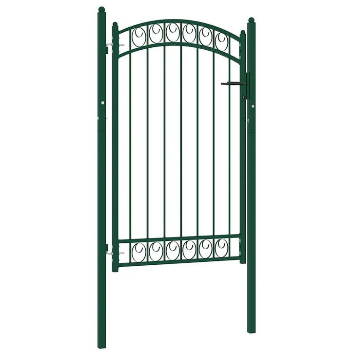 vidaXL Poort met gebogen bovenkant 100x150 cm staal groen, Tuin en Terras, Tuinpoorten, Nieuw, Verzenden