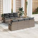 vidaXL Tuinbank Set met kussen 8 pcs Grijs Poly rattan, Tuin en Terras, Verzenden, Nieuw