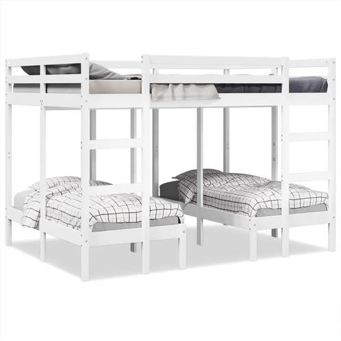 vidaXL Stapelbed 3-voudig grenenhout wit 140x200/70x140 cm, Huis en Inrichting, Slaapkamer | Bedden, Nieuw, Verzenden