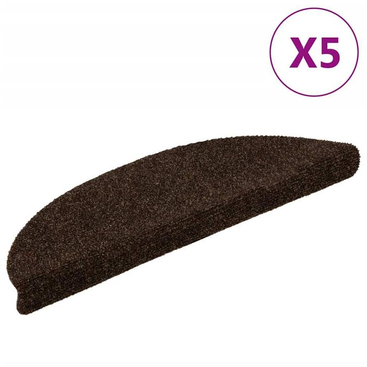 vidaXL Trapmatten Zelfklevend 5 stuks 56x17x3 cm Bruin, Doe-het-zelf en Bouw, Ladders en Trappen, Nieuw, Verzenden
