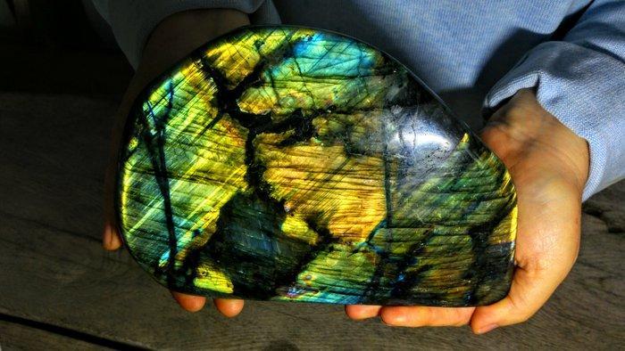 labradoriet Heldergroenachtige gouden kleuren - Hoogte: 19, Collections, Minéraux & Fossiles