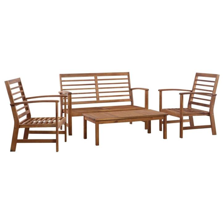 vidaXL 4-delige Loungeset massief acaciahout, Tuin en Terras, Tuinsets en Loungesets, Loungeset, Nieuw, Verzenden
