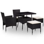 vidaXL 5-delige Tuinset poly rattan en glas zwart, Verzenden, Nieuw, Tuinset