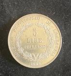 Italië, Koninkrijk Lombardije-Venetia 5 Lire 1848, Postzegels en Munten