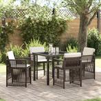 vidaXL Tuin Eettafel Set 5 pcs Bruin Poly rattan, Verzenden, Nieuw