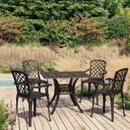 vidaXL 5-delige Bistroset gietaluminium bronskleurig, Tuin en Terras, Tuinsets en Loungesets, Verzenden, Nieuw
