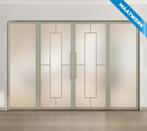 Dubbele stalen taatsdeur met glaspanelen Kiezelgrijs 5 Vlaks, Doe-het-zelf en Bouw, Nieuw, Metaal, Overige typen