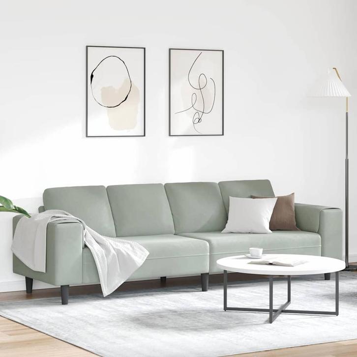 vidaXL Bankstel Lichtgrijs Fluweel, Huis en Inrichting, Zetels | Zetels, Nieuw, Verzenden