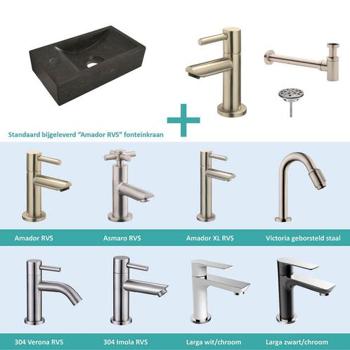 FonteinPack Natuursteen Links 36x18x9 cm RVS (Keuze uit 8, Doe-het-zelf en Bouw, Sanitair, Overige typen, Nieuw, Ophalen of Verzenden