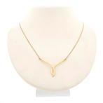 Gouden platte cardano schakel ketting met vaste hanger |..., Ophalen of Verzenden, Gebruikt, Overige kleuren, Goud