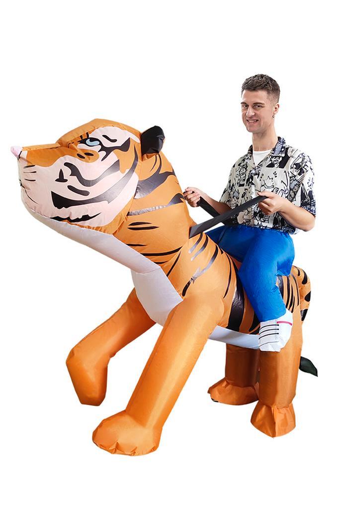 KIMU® Opblaas Kostuum Zittend Op Siberische Tijger Opblaasba, Kleding | Heren, Carnavalskleding en Feestkleding, Nieuw, Ophalen of Verzenden