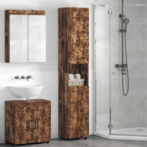 vidaXL Badkamerkast met opslag TULUM Gerookt eiken 37 x 31.5, Huis en Inrichting, Tafels | Kaptafels, Nieuw, Verzenden