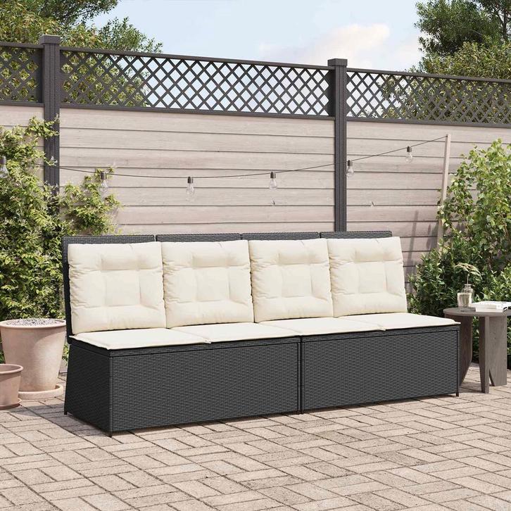 vidaXL Tuinbank Zwart poly rattan, Jardin & Terrasse, Ensembles de jardin, Envoi