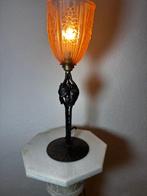 Lampe de table - Fer forgé - Verre art déco
