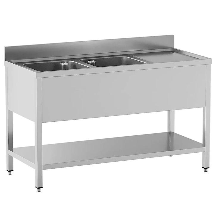 Spoeltafel | STANDARD LINE EVO | RVS | 2 Spoelbakken, Zakelijke goederen, Horeca | Keukenapparatuur, Nieuw in verpakking, Verzenden