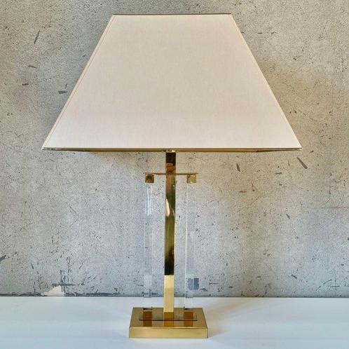 Tafellamp - Messing, Acryl - Vintage Regency Lamp, Antiek en Kunst, Curiosa en Brocante