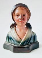 Estatuilla - Buste, Señorita con pañuelo - 13 cm - Plâtre,, Antiek en Kunst