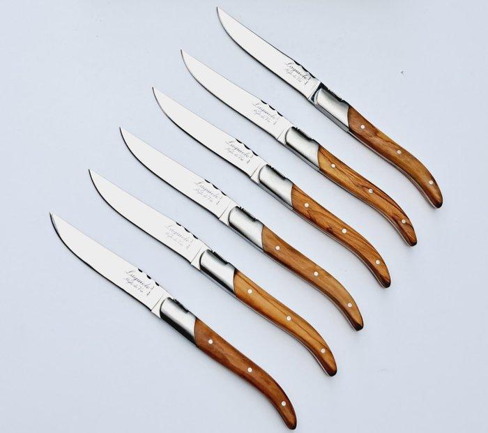 Laguiole - 6x Luxury Steak Knives - Olive Wood - style de -, Antiek en Kunst, Antiek | Keukengerei