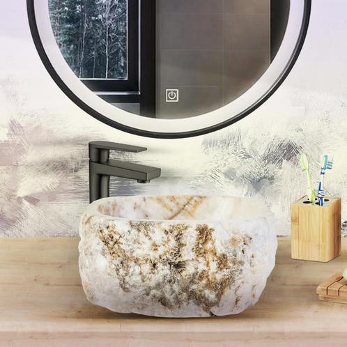 Waskom BWS Stone Rond 30-35x30-35x15 cm Gepolijst, Doe-het-zelf en Bouw, Sanitair, Overige typen, Nieuw, Ophalen of Verzenden